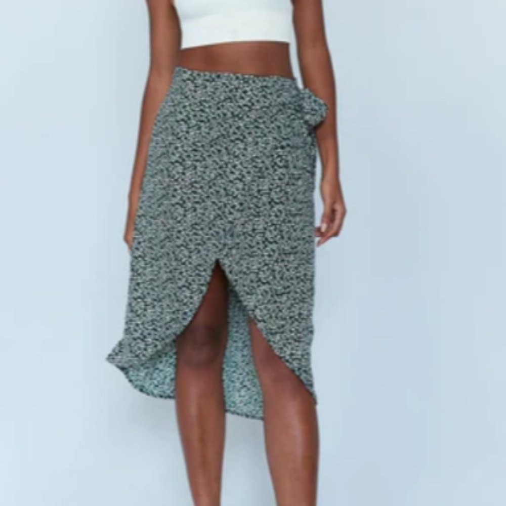 Princess Polly Green Floral Wrap Skirt